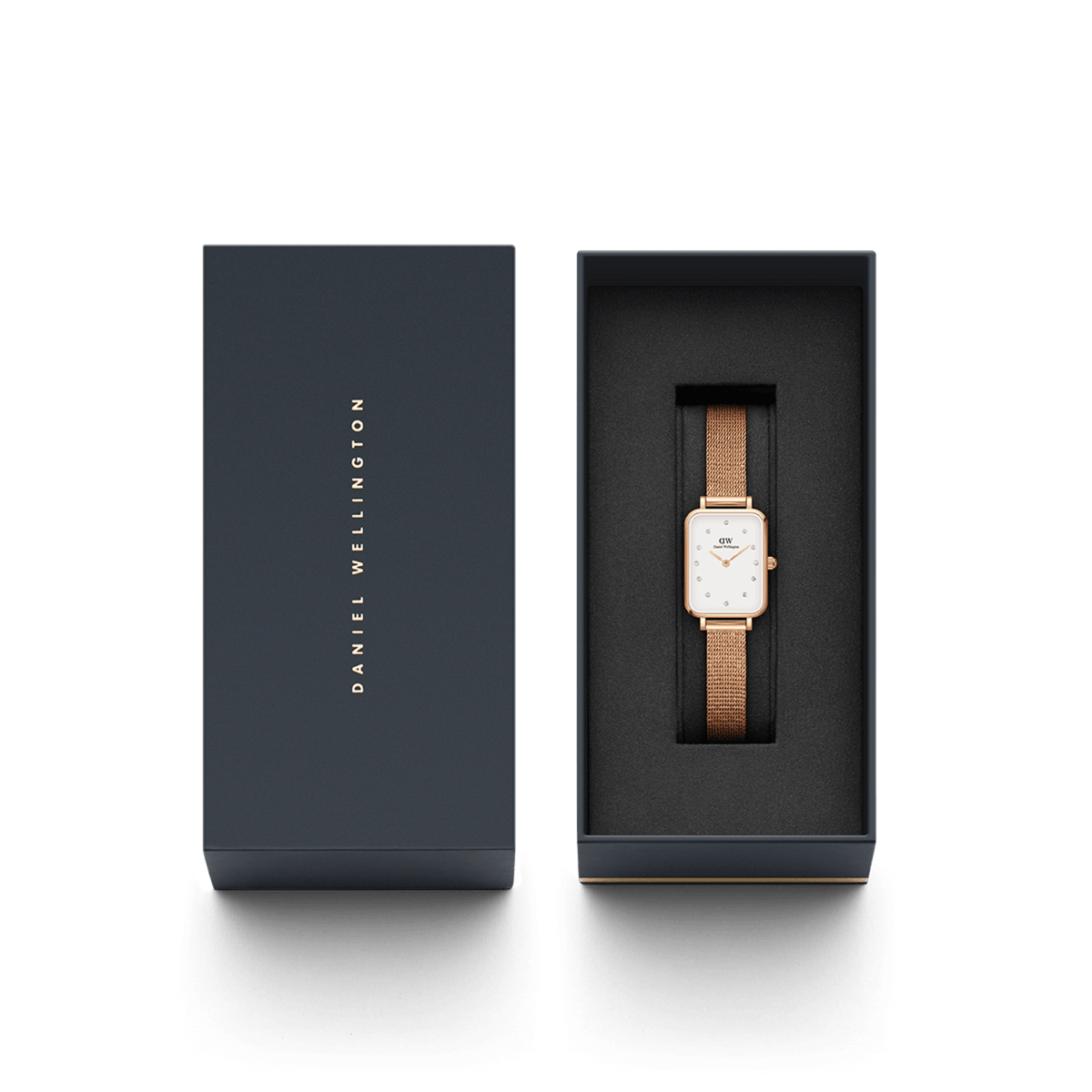Daniel Wellington Quadro Pressed Melrose Lumine Rose Gold White Women's Watch - DW00100527