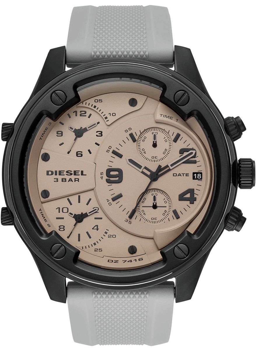 Diesel Boltdown DZ7416 chronograph watch face with multiple subdials and date window