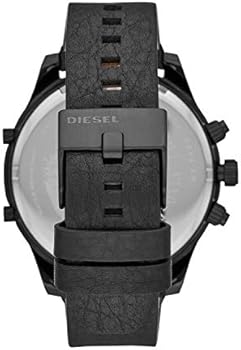 Caseback view of Diesel Boltdown DZ7428 watch with black leather strap