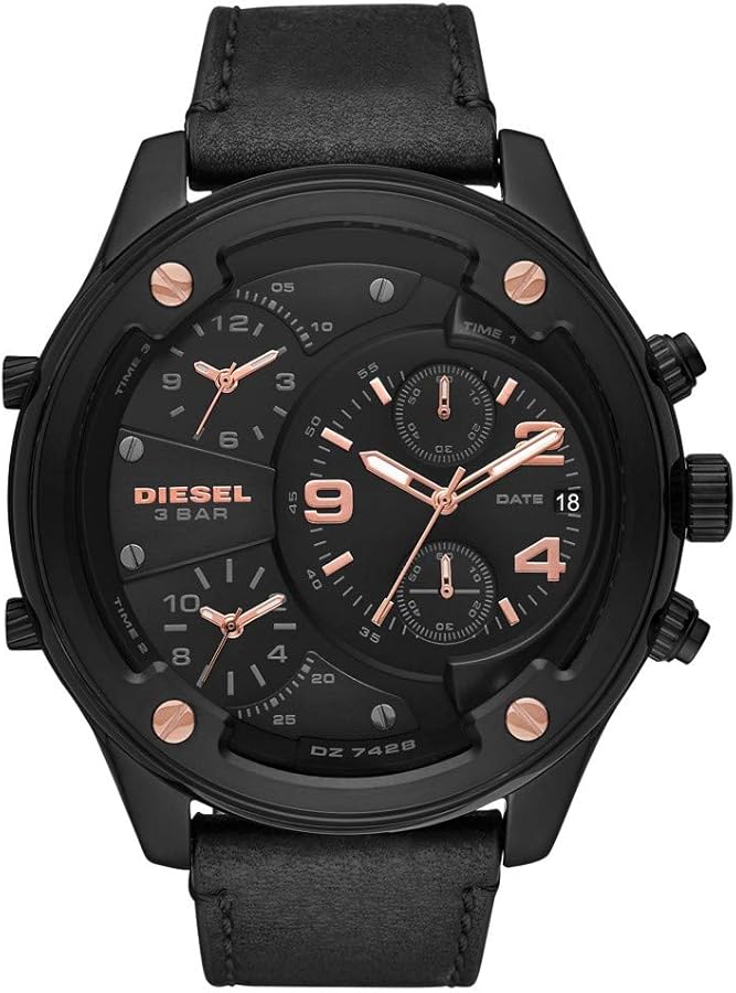 Diesel Boltdown DZ7428 men's chronograph watch with multiple dials and rose gold hands
