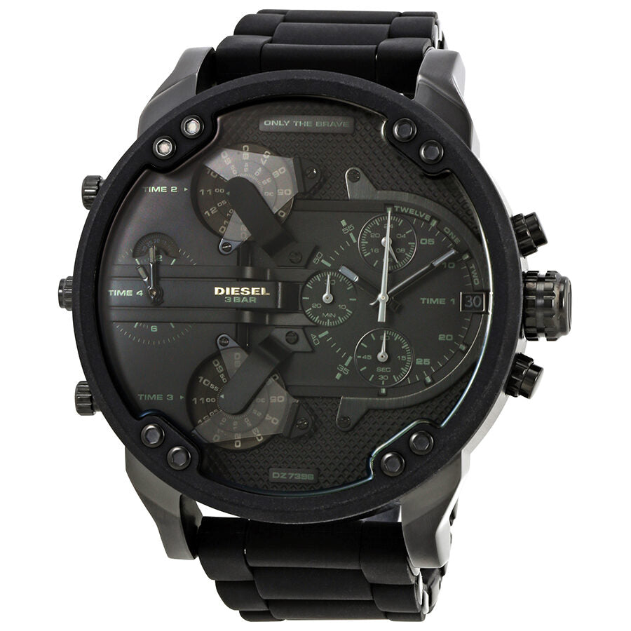 Diesel Mr. Daddy 2.0 chronograph watch with black dial and dual time zone display