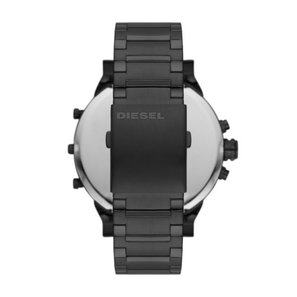 Diesel Mr. Daddy 2.0 DZ7463 back view showing black stainless steel bracelet and case