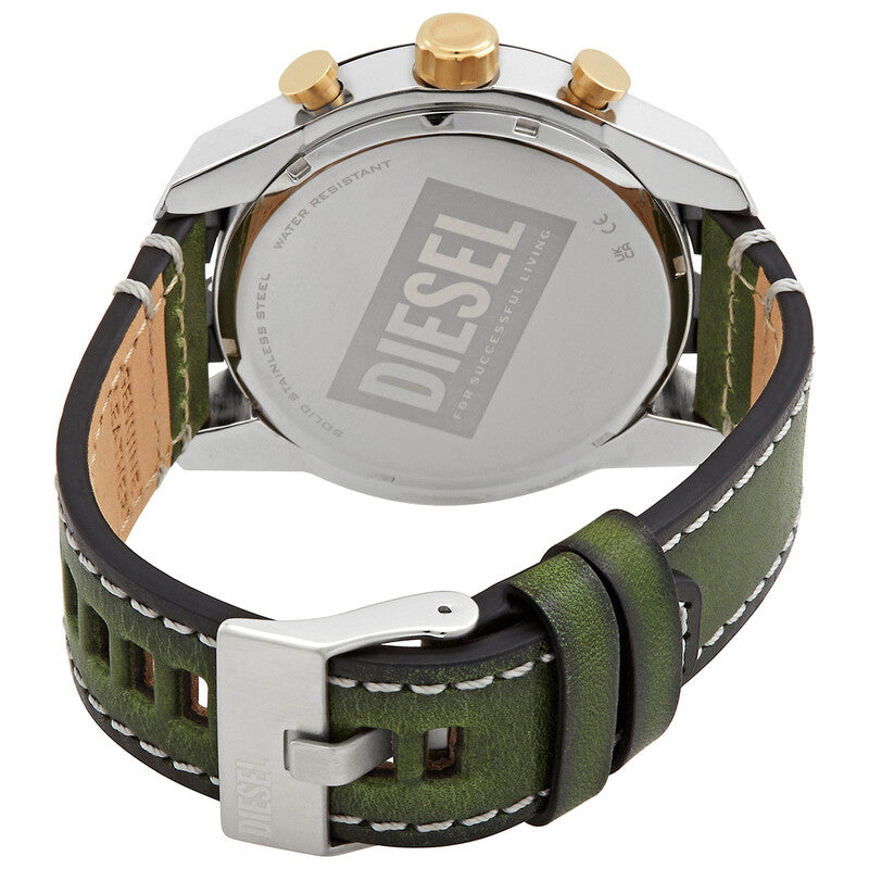 Diesel Silver , Green Leather Band Men's Watch - DZ4588