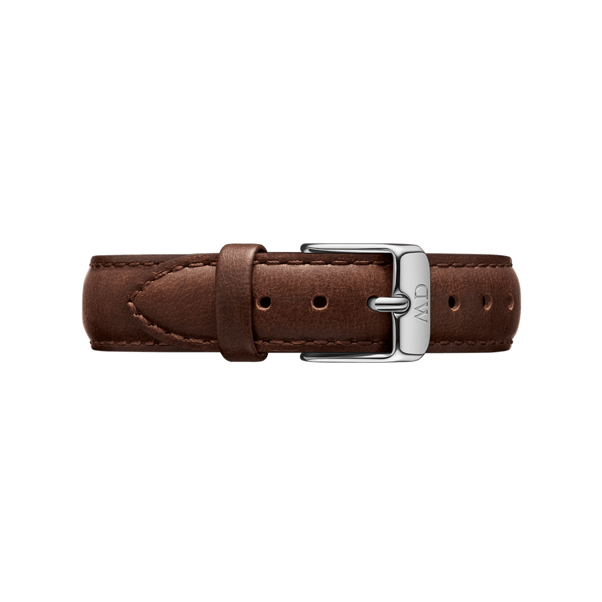 Brown leather strap with silver buckle attachment