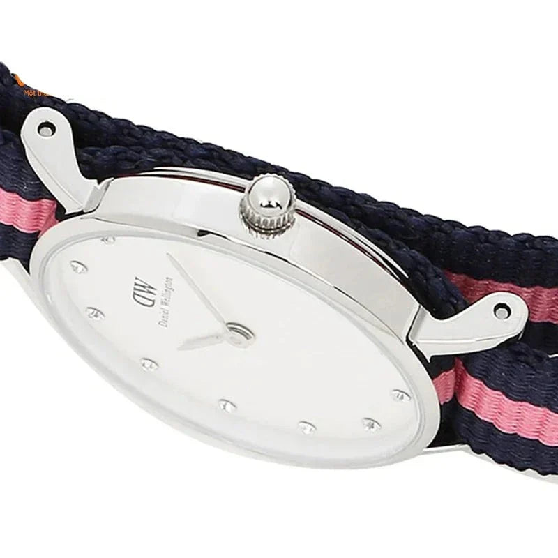 Caseback view of Classy Winchester watch showing white case back and crown detail