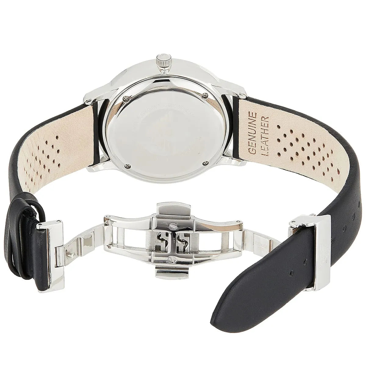 Emporio Armani Gianni Sub Dial Black Genuine Leather Men's Watch - AR0382