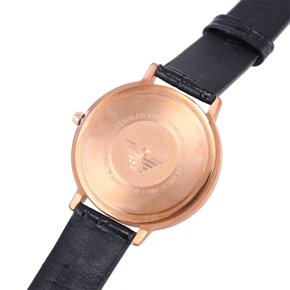 Emporio Armani Quartz Leather Strap Black Dial 32mm Women's Watch - AR11064