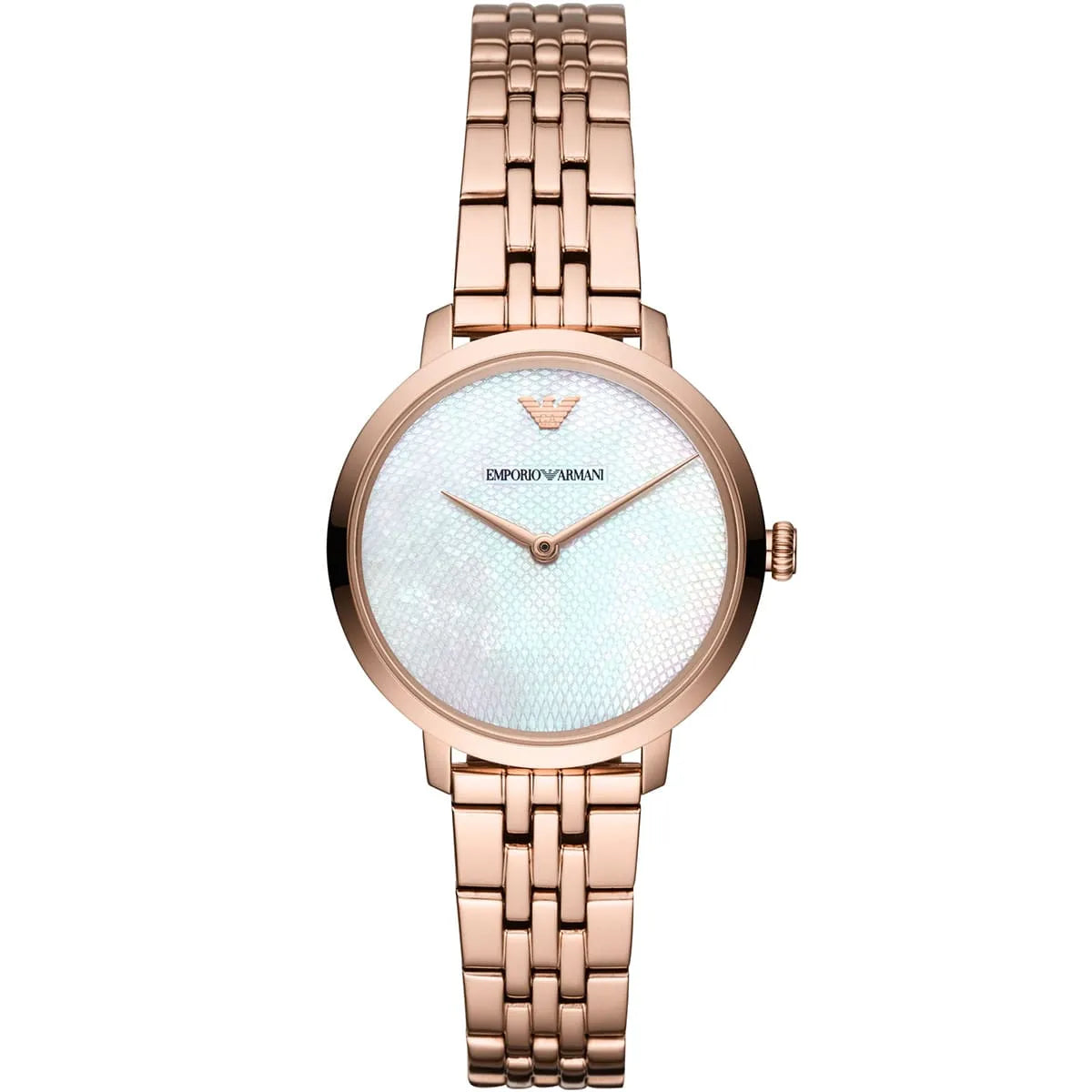Emporio Armani Modern Rose Gold Slim White Mother of Pearl Dial Watch AR11158