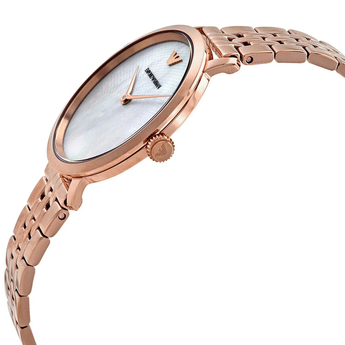 Emporio Armani Modern Rose Gold Slim White Mother of Pearl Dial Watch AR11158