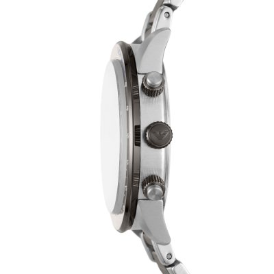 Emporio Armani AR11391 watch side view displaying case profile and chronograph pusher detail