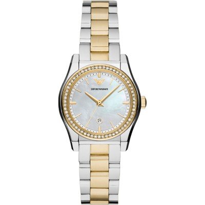 Emporio Armani AR11559 two-tone stainless steel watch with crystal-set bezel and date window
