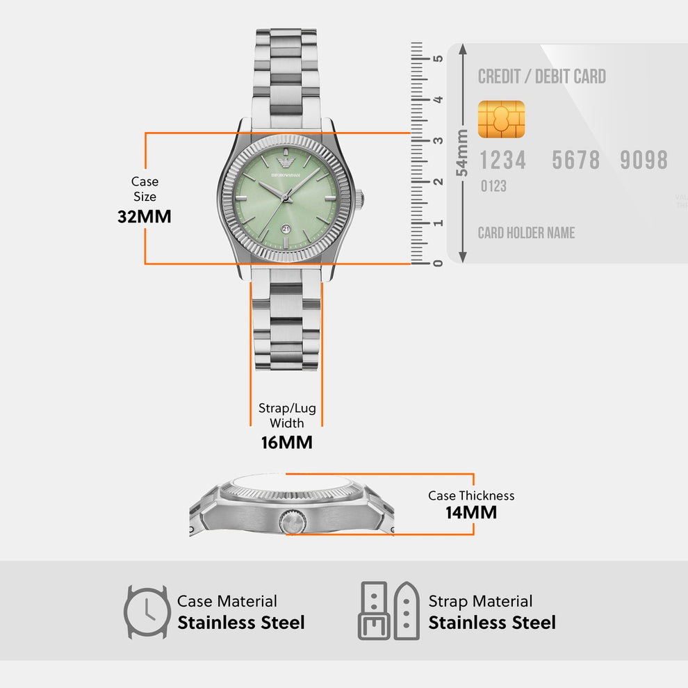 Emporio Armani Three-Hand Date Stainless Steel Watch AR11656