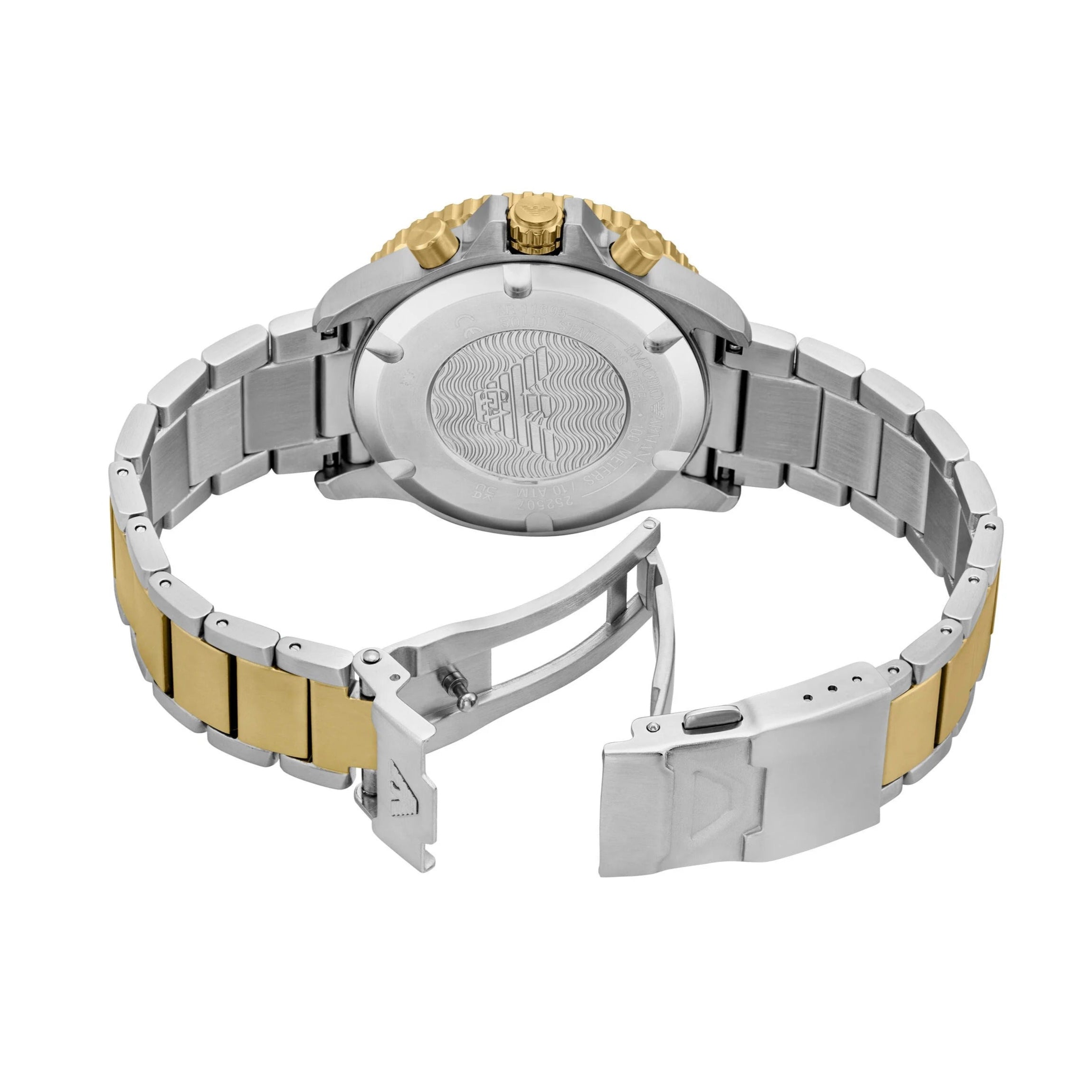 Emporio Armani World Explorer Chronograph Green Dial Two Tone Steel Strap Men Watch - AR11695