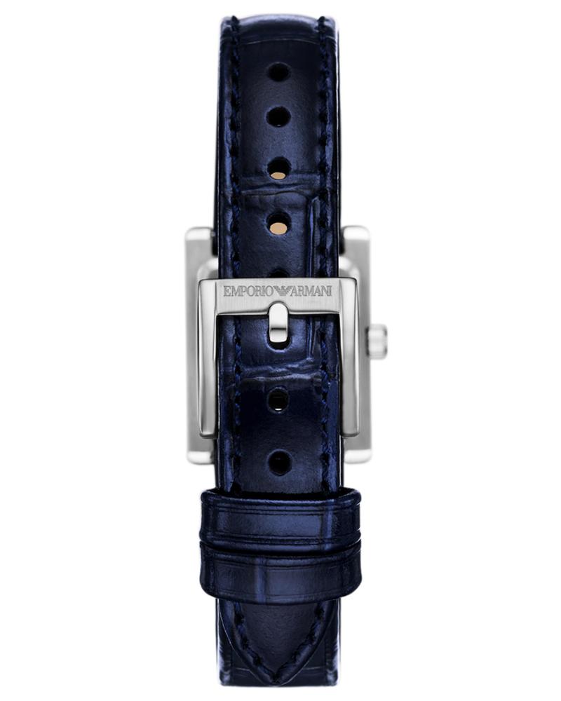 Navy leather strap with embossed Emporio Armani branding on Emporio Armani AR11718