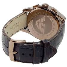 Emporio Armani AR1609 watch caseback showing stainless steel and brand engraving