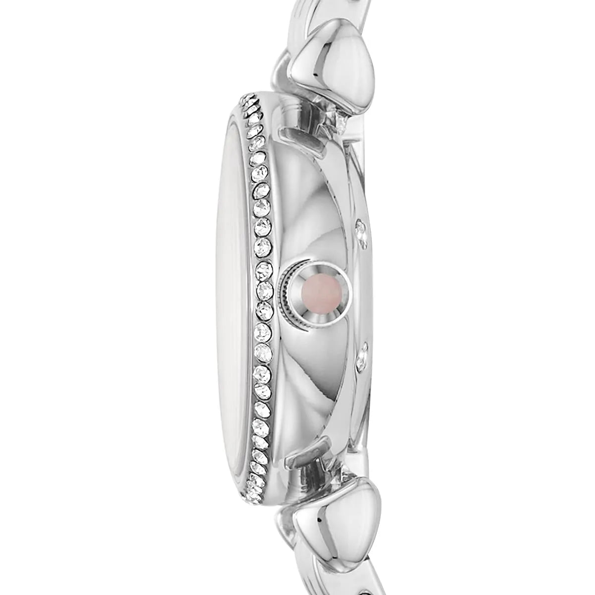 Emporio Armani Classic Gianni T Bar Crystals Pink Dial Silver Steel Strap Women's Watch - AR1781