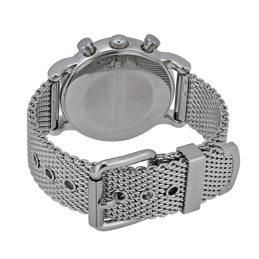 AR1811 case back view with steel mesh strap and chronograph pushers