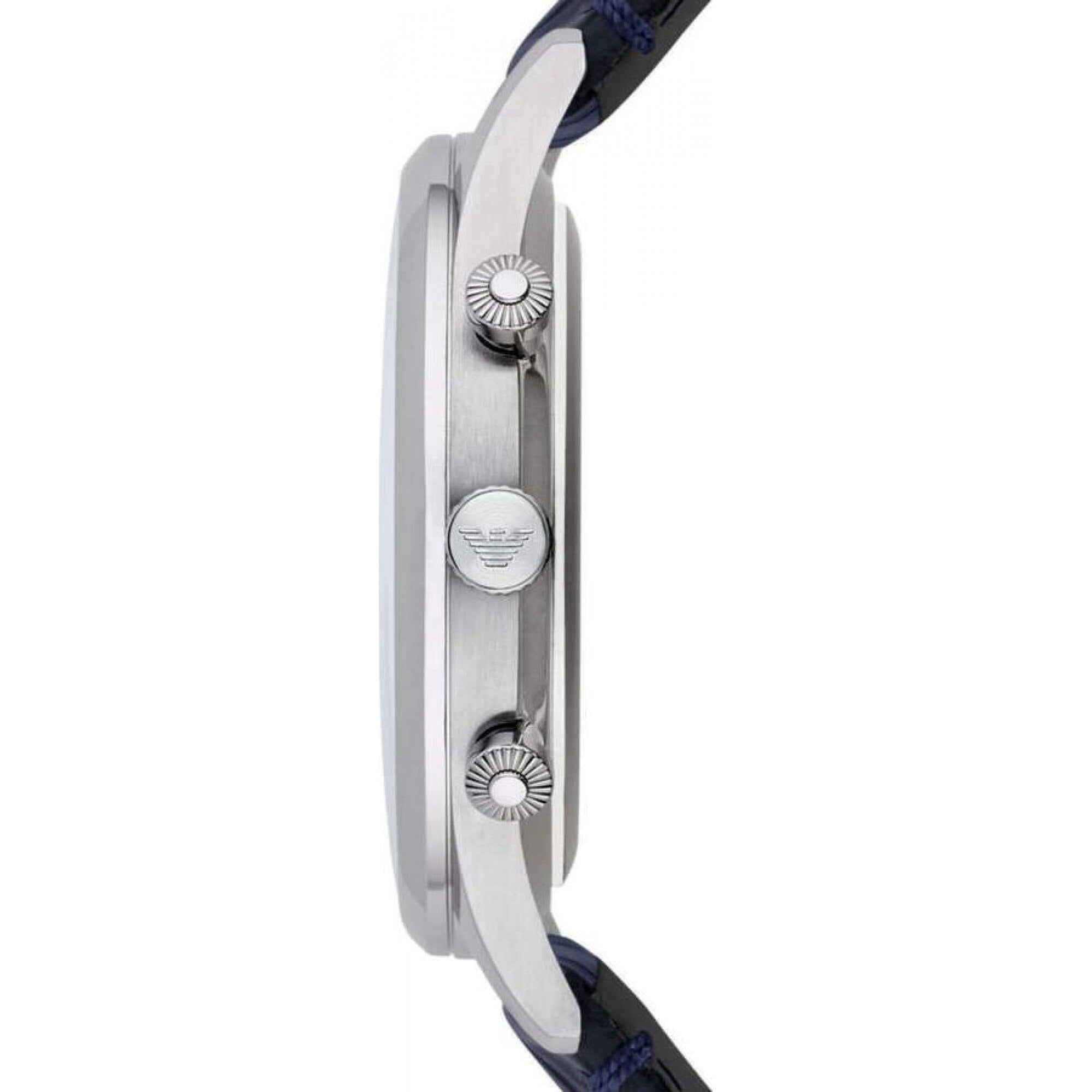 Emporio Armani Chronograph Blue Dial Blue Leather Strap Men Watch - AR1889