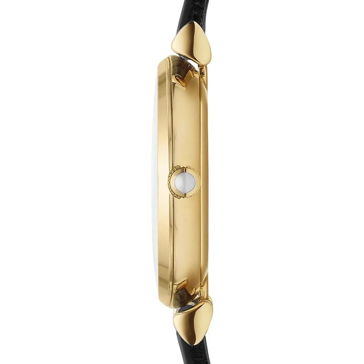 Emporio Armani MOP Dial Gold Case Black Leather Women's Watch AR1910