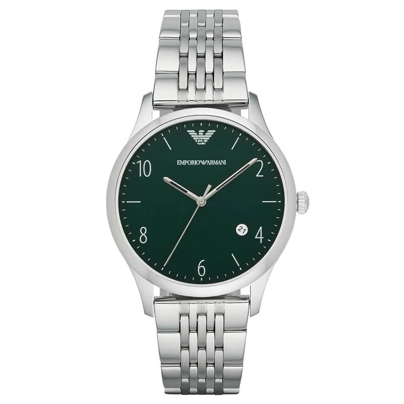 Emporio Armani Quartz Silver Stainless Steel Green Dial 41mm Men's Watch AR1943