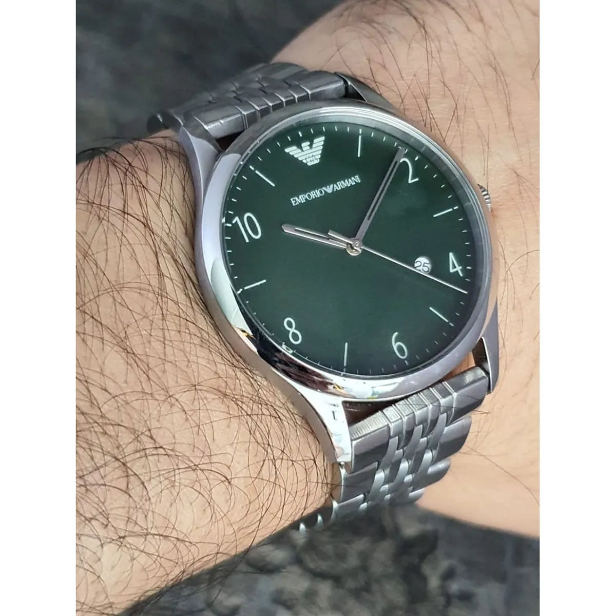 Emporio Armani Quartz Silver Stainless Steel Green Dial 41mm Men's Watch AR1943