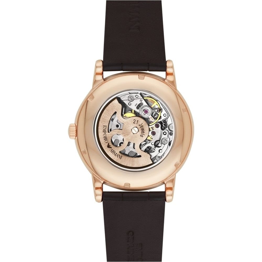 Emporio Armani AR1983 dial detail with visible skeleton movement and mechanical components