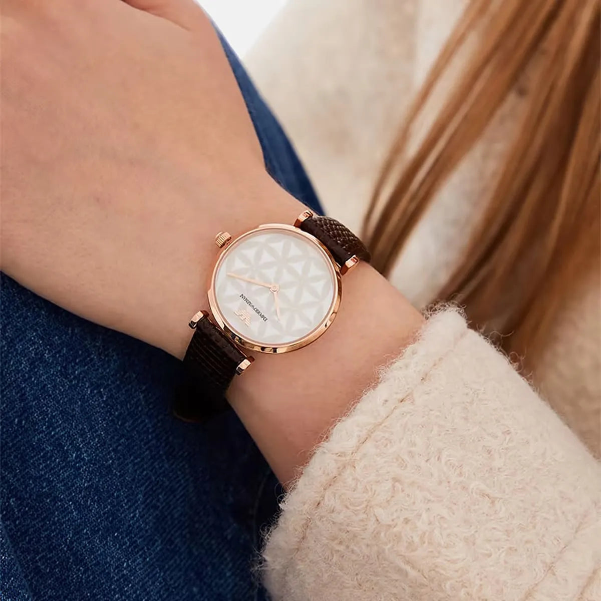 Emporio Armani Rose Gold White Dial Women's Watch Ar1990