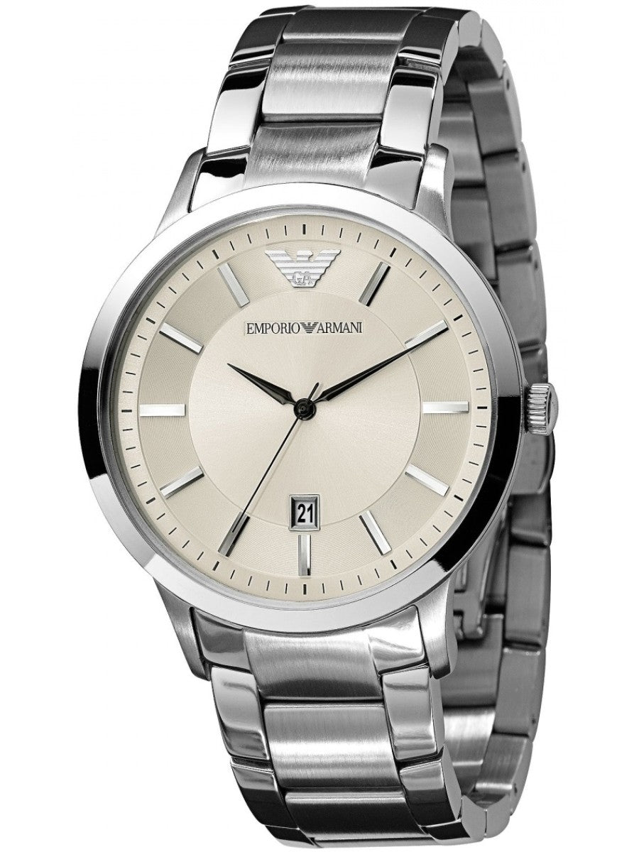 Emporio Armani Classic Quartz White Dial Silver Steel Strap Men Watch - AR2431