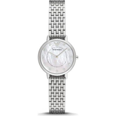 Emporio Armani AR2511 watch with silver-tone stainless steel bracelet and white dial