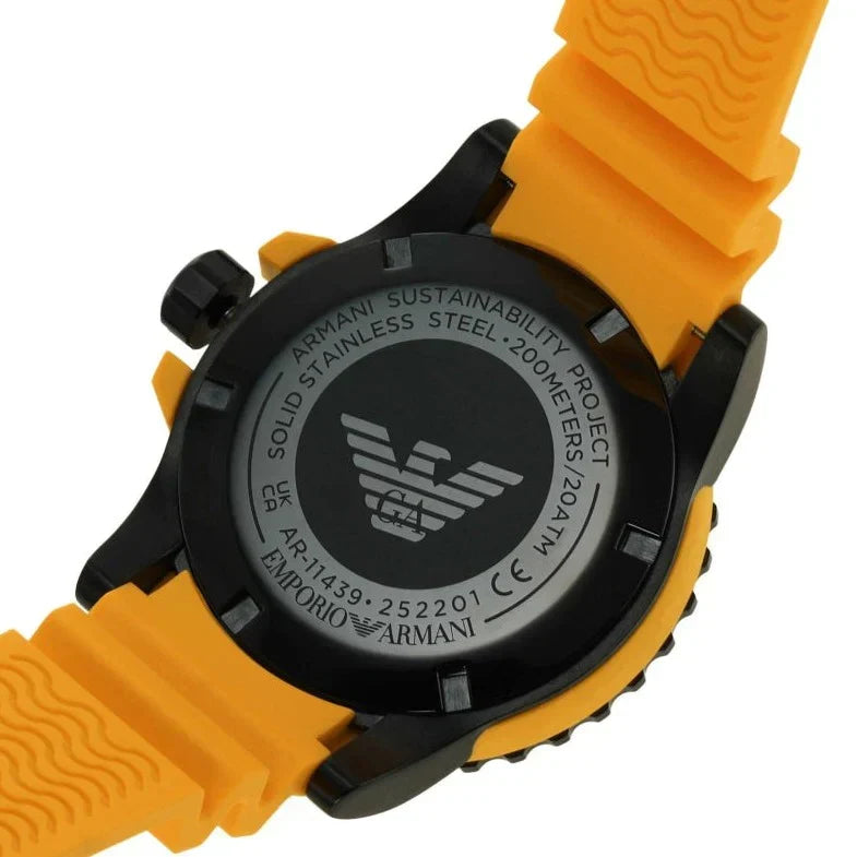 Emporio Armani SPORTIVO 46mm Orange Silicone Band Quartz Men's Watch - AR6046