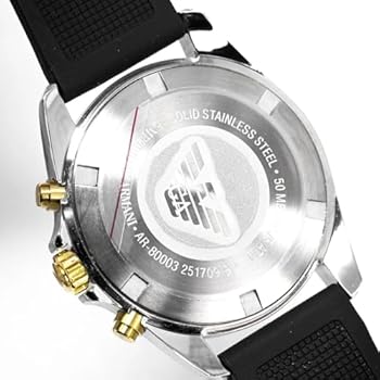 Emporio Armani Quartz Chronograph Black Silicone Strap Black Dial 44mm Men's Watch - AR80003