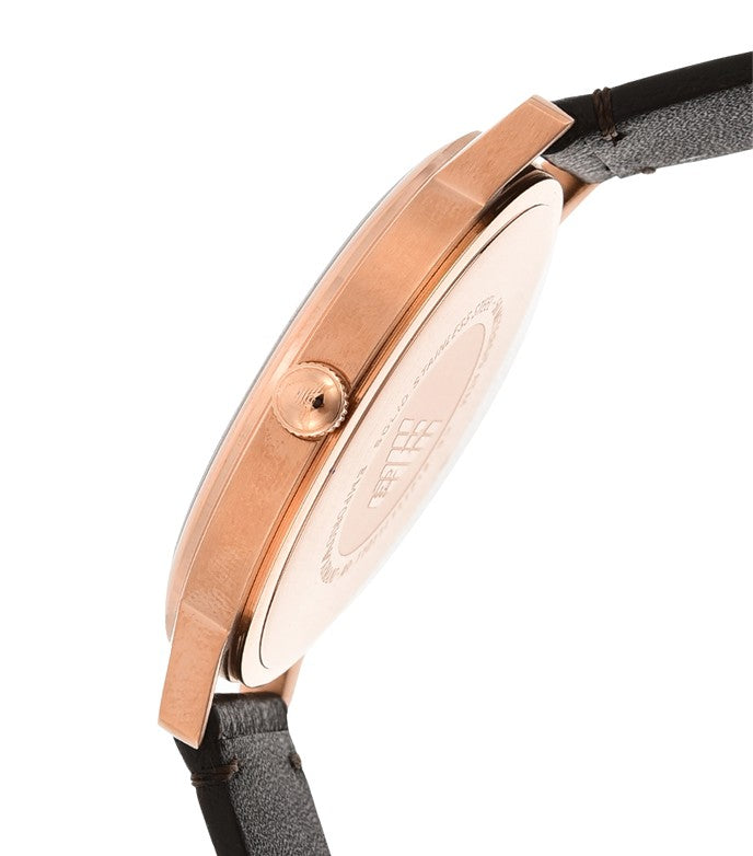Emporio Armani AR80015 side view showing case depth and black leather strap
