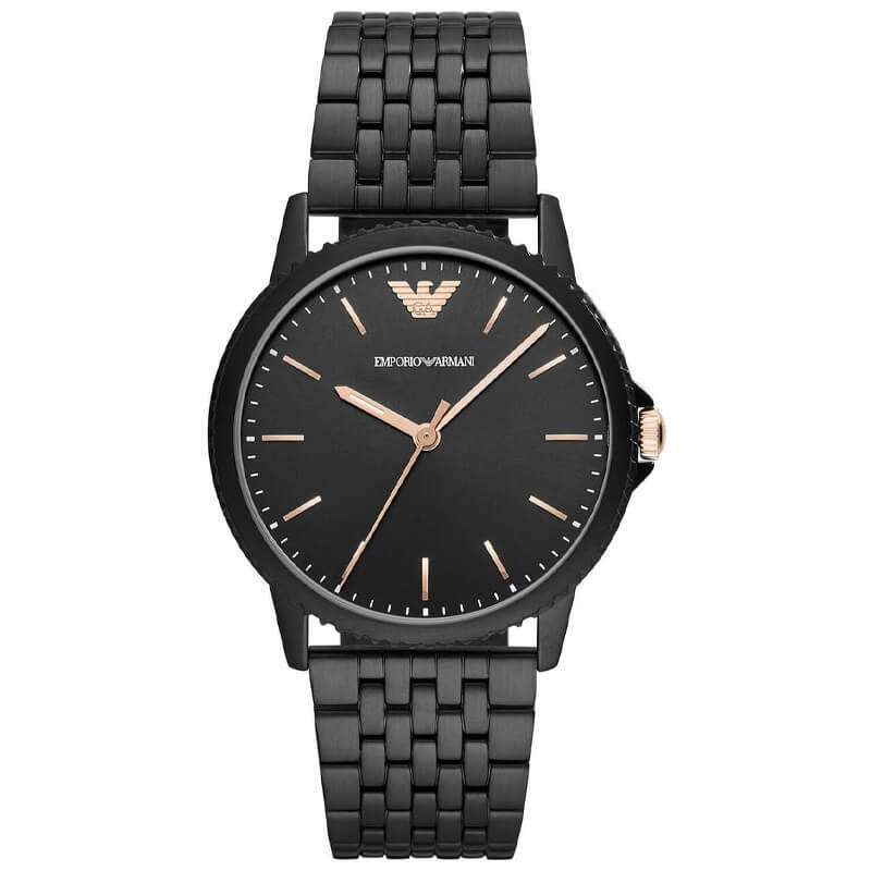 Emporio Armani Quartz Black Stainless Steel Black Dial 41mm Watch Men's AR80021