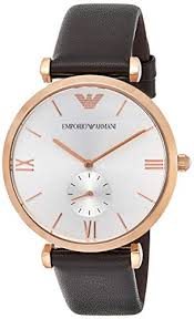 Emporio Armani Classic Analog White Dial Brown Leather Strap Watch AR9038M