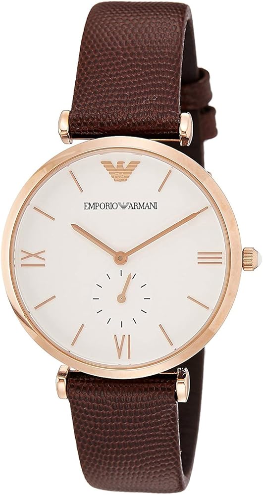 Emporio Armani White Dial Brown Leather Watch AR9042