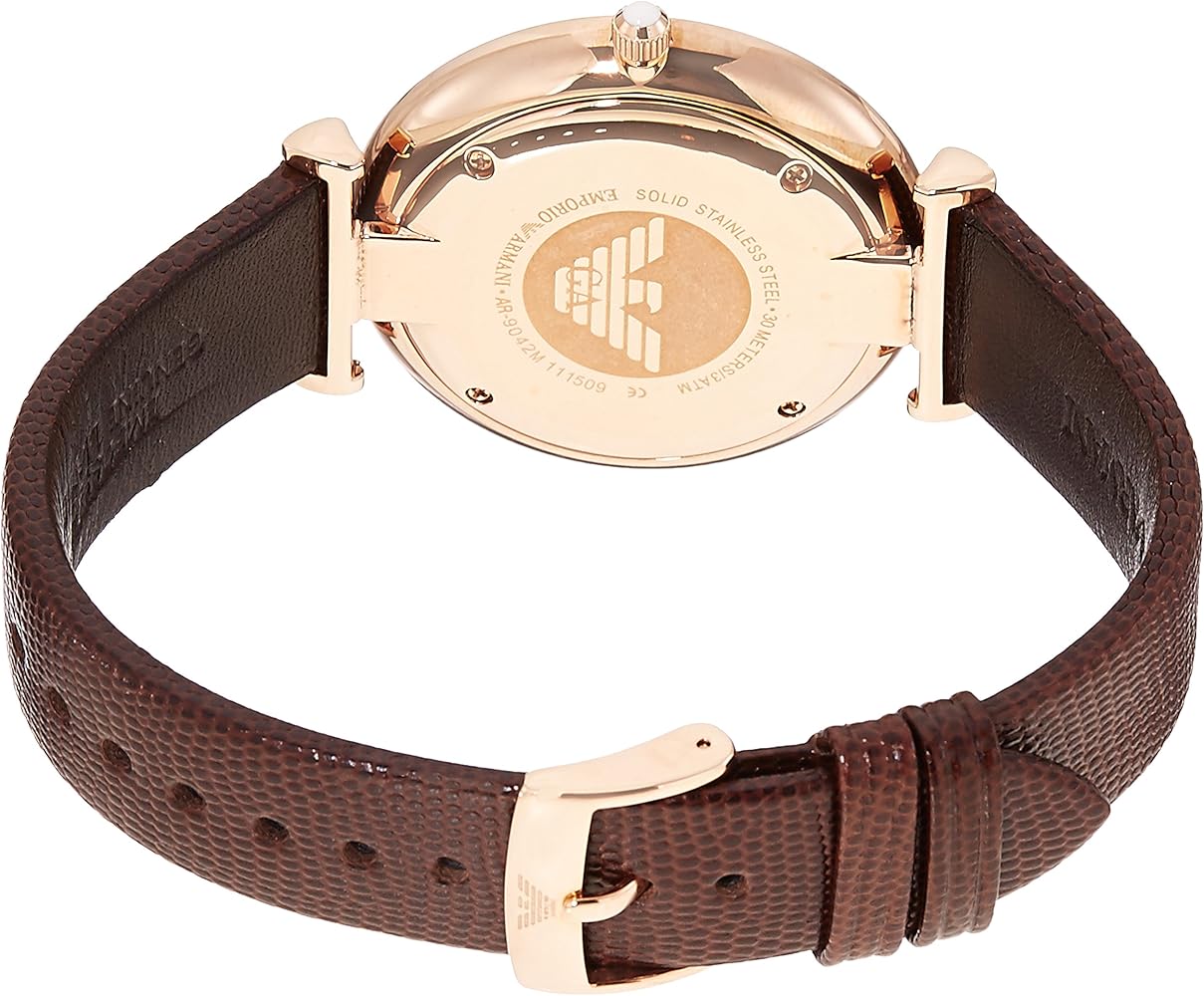 Emporio Armani White Dial Brown Leather Watch AR9042
