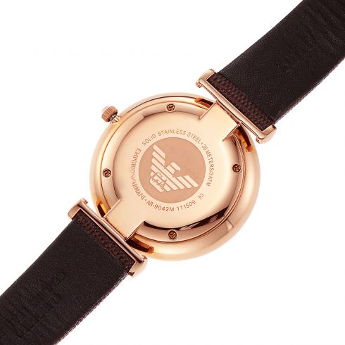 Emporio Armani 32 mm Mother of Pearl Rose Gold Leather Women's Watch AR9042L