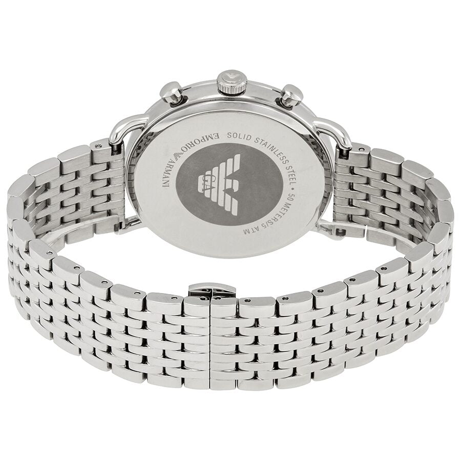 Emporio Armani Aviator Chronograph caseback with engraved eagle logo