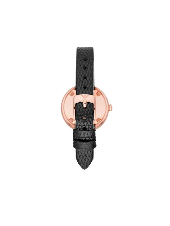 Emporio Armani Aviator Crystals Black Dial Black Strap Watch AR11373