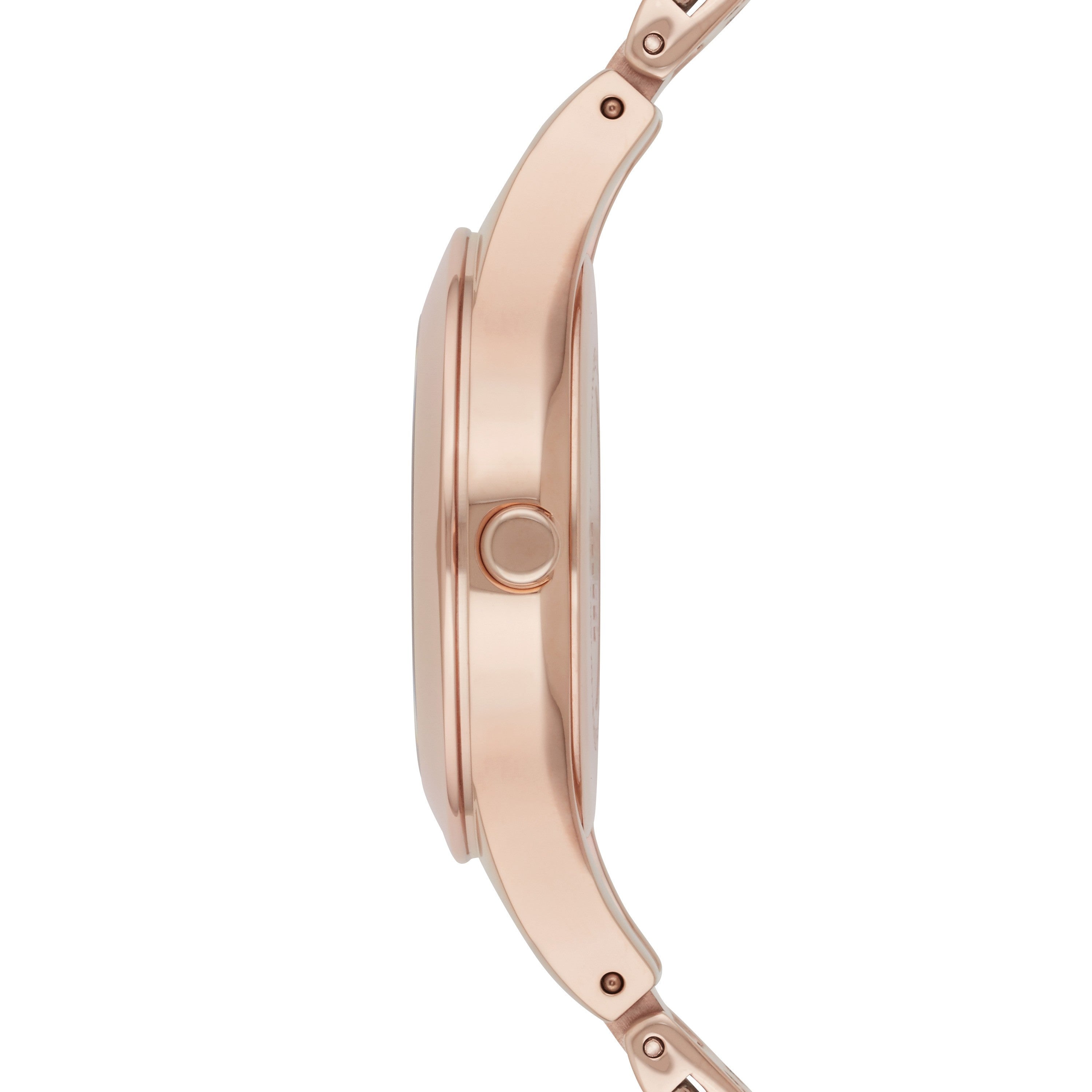 Emporio Armani Chiara Quartz Crystals White Dial Rose Gold Leather Strap Women Watch - AR7437