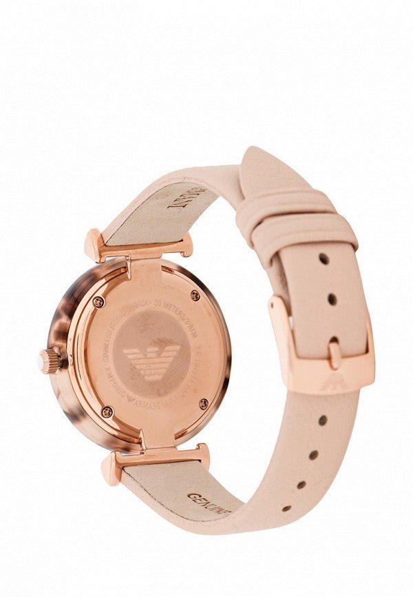 Emporio Armani Gianni caseback showing eagle emblem and strap details