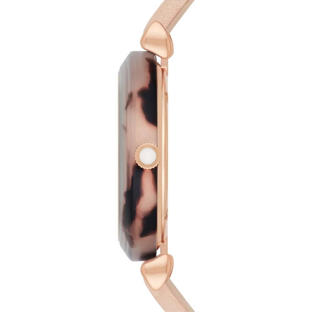 Side profile of Emporio Armani Gianni watch case with rose gold finish
