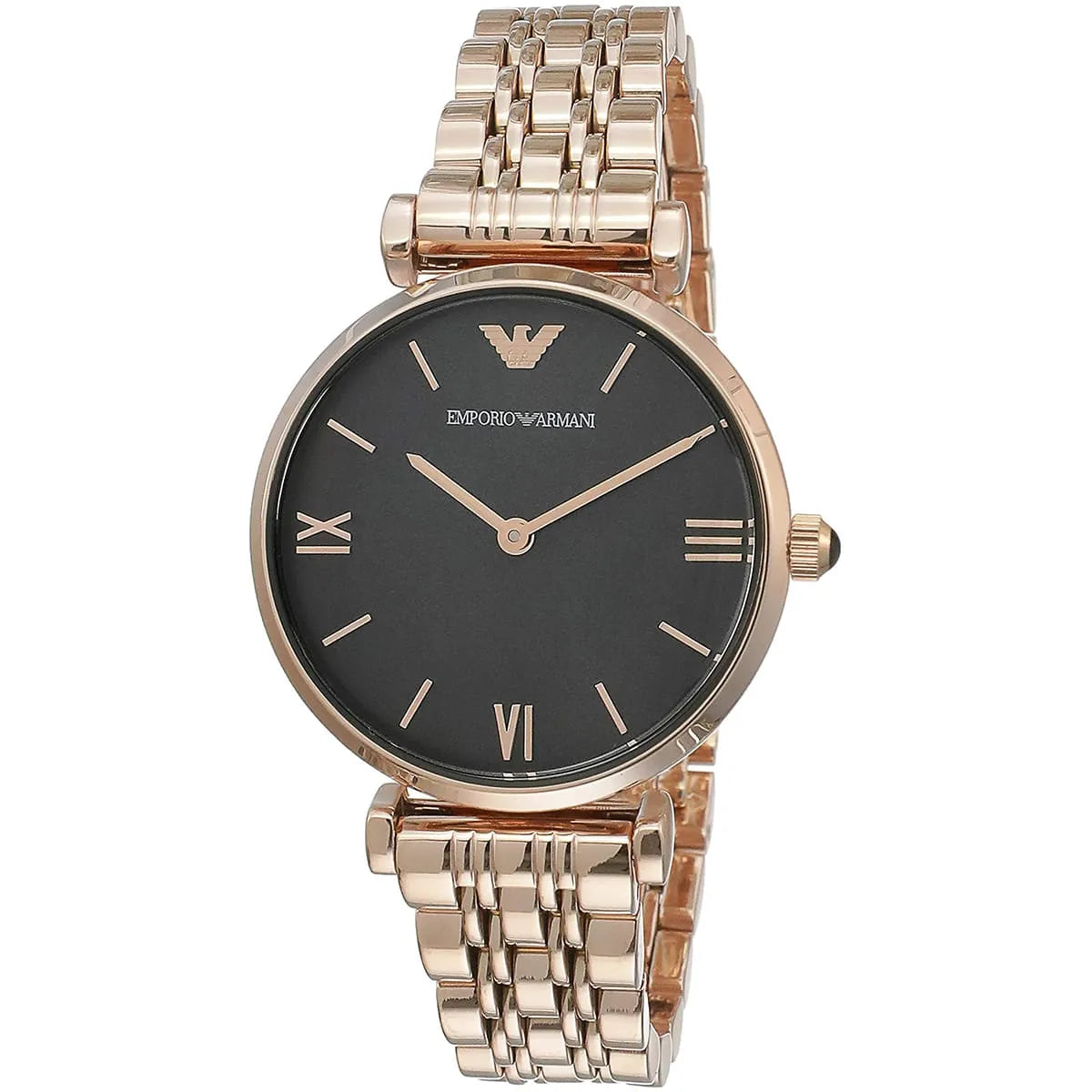 Emporio Armani Gianni T-Bar Quartz Black Mother of Pearl Dial Ladies Watch AR11145