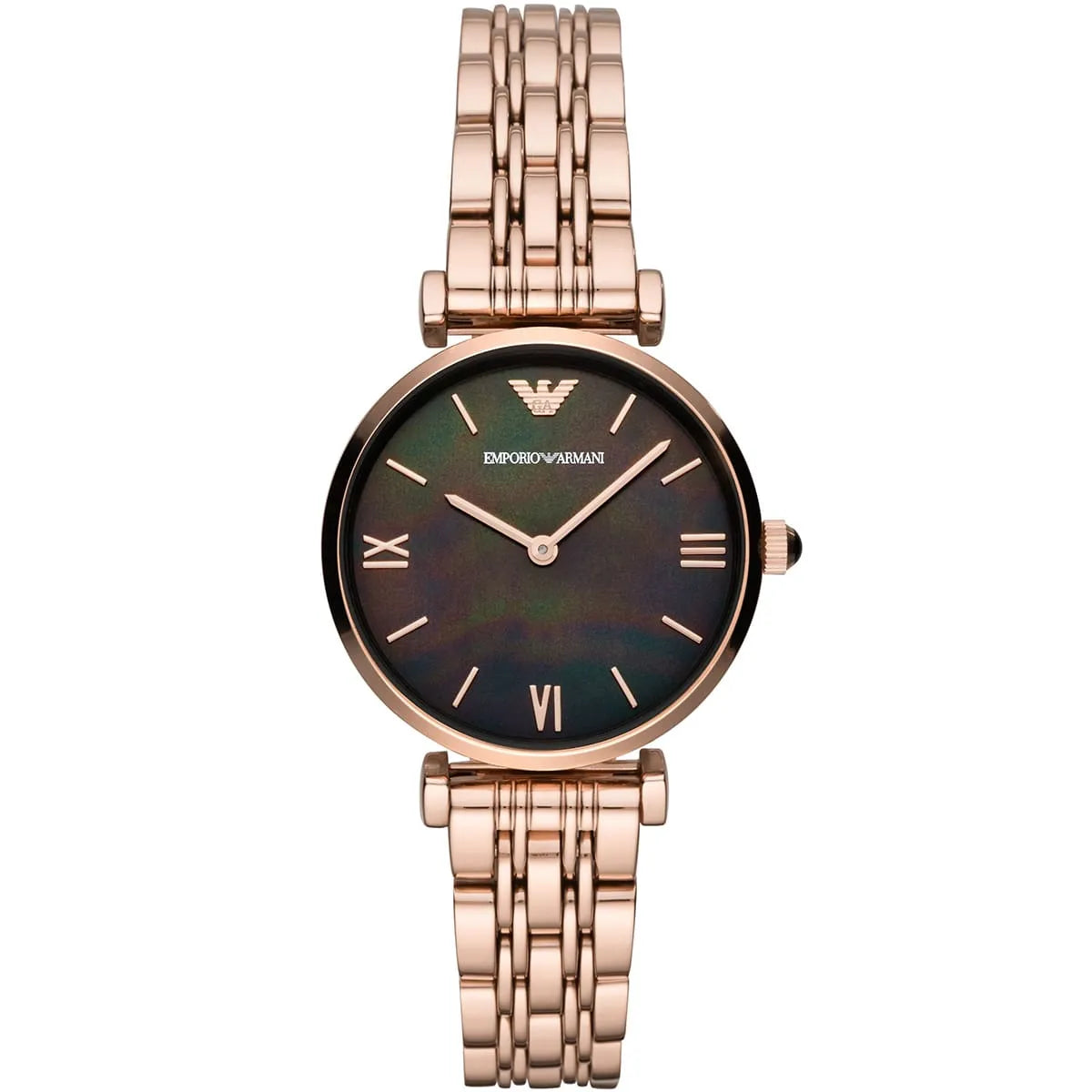 Emporio Armani Gianni T-Bar Quartz Black Mother of Pearl Dial Ladies Watch AR11145
