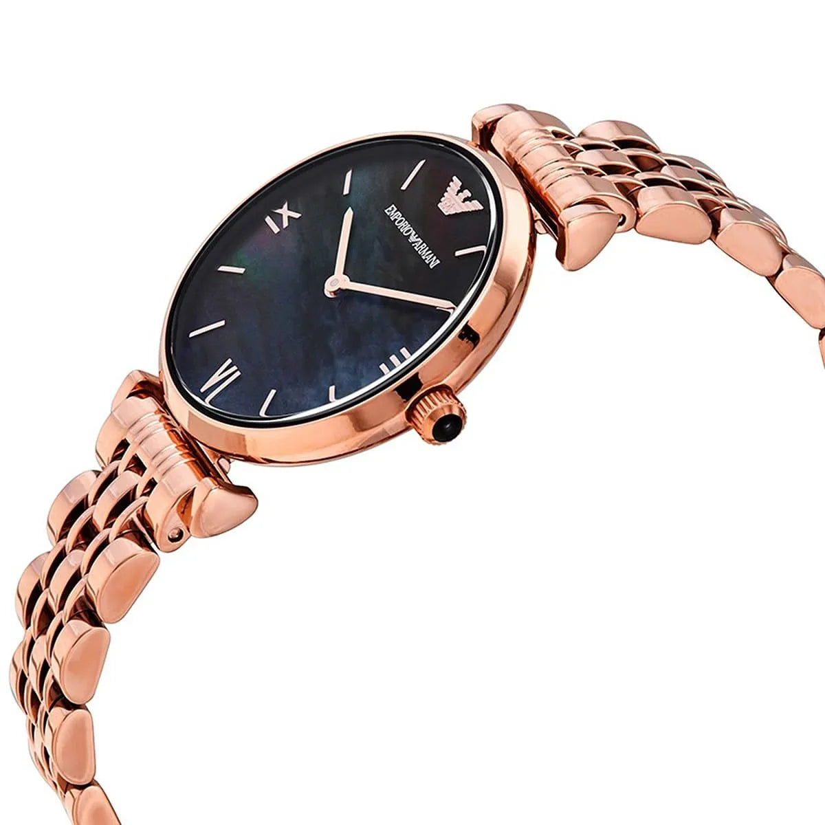 Emporio Armani Gianni T-Bar Quartz Black Mother of Pearl Dial Ladies Watch AR11145