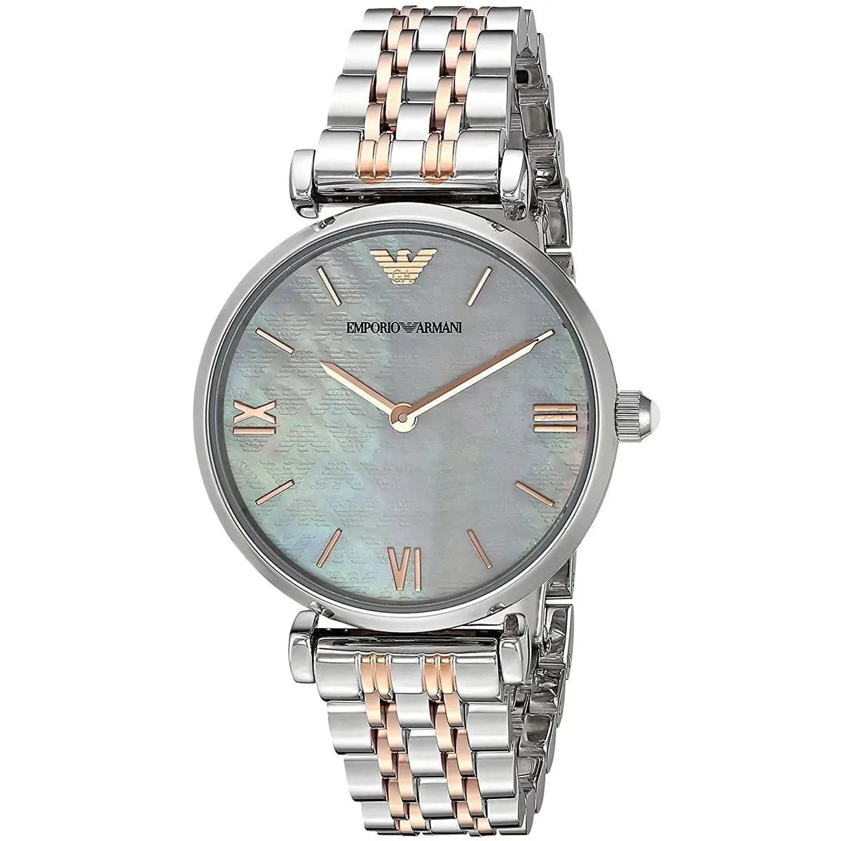 AR1987 Emporio Armani Gianni T-Bar watch three-quarter view with blue-grey dial variant