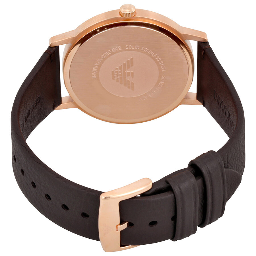 Emporio Armani Kappa White Dial Dark Brown Leather Men's Watch AR11011