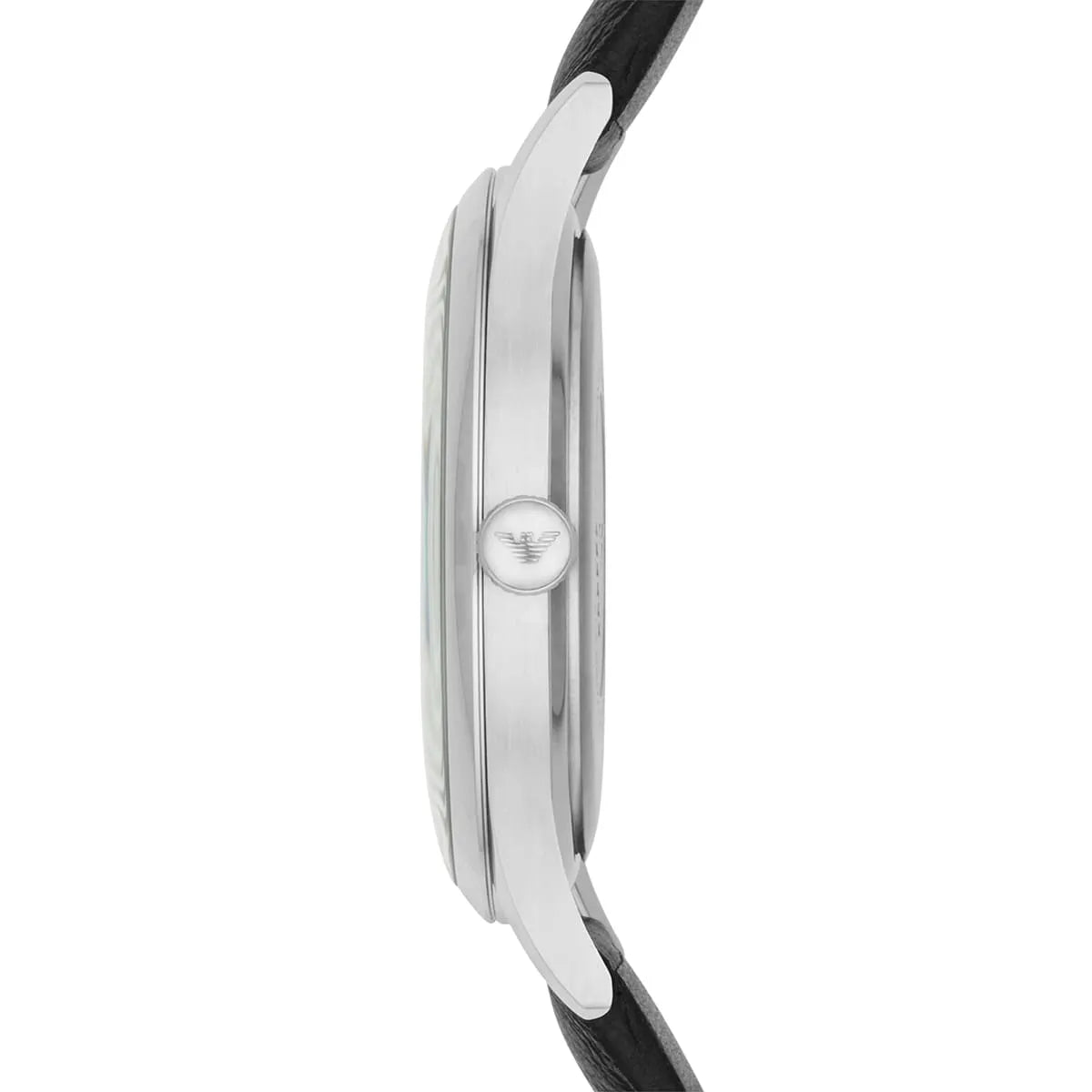 Emporio Armani Lambda AR11020 watch profile view showing case thickness and strap construction