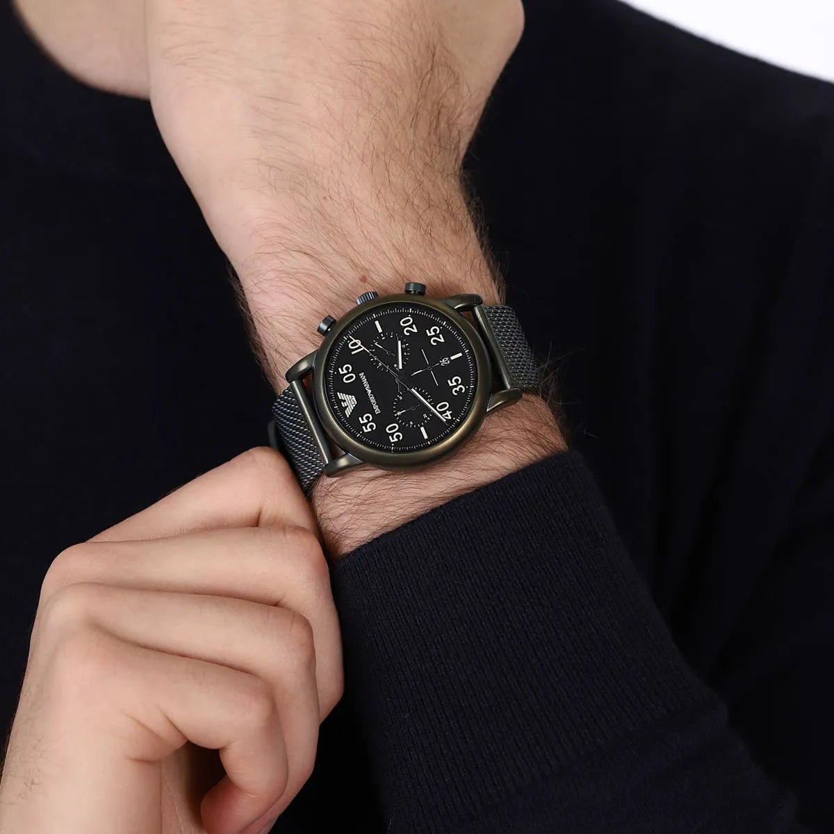 Emporio Armani Luigi Black Stainless-Steel Quartz Fashion Men's Watch AR11115