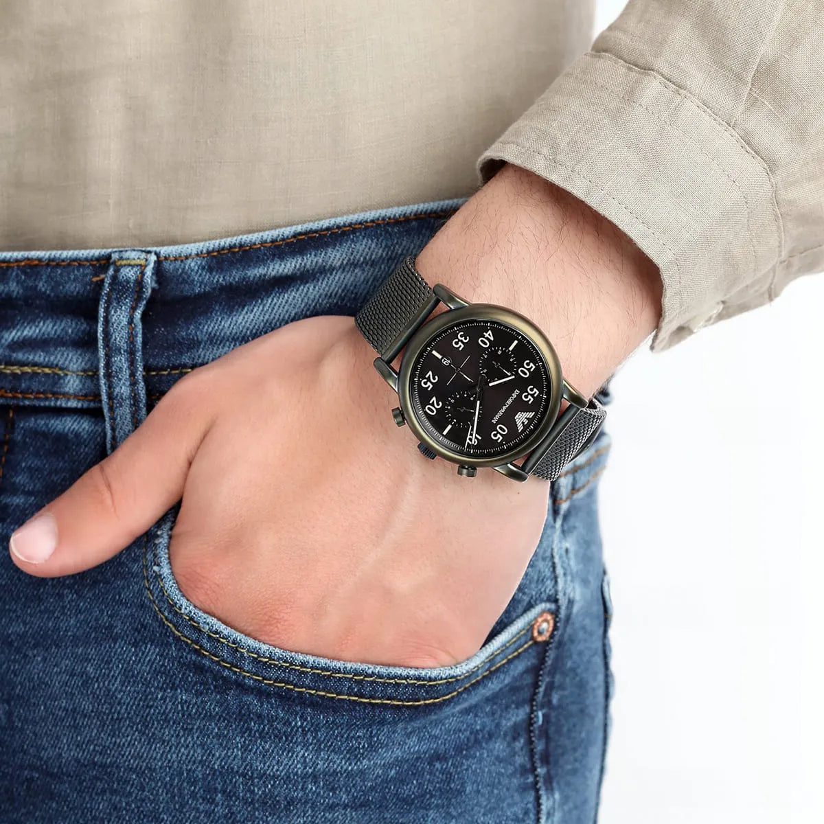 Emporio Armani Luigi Black Stainless-Steel Quartz Fashion Men's Watch AR11115